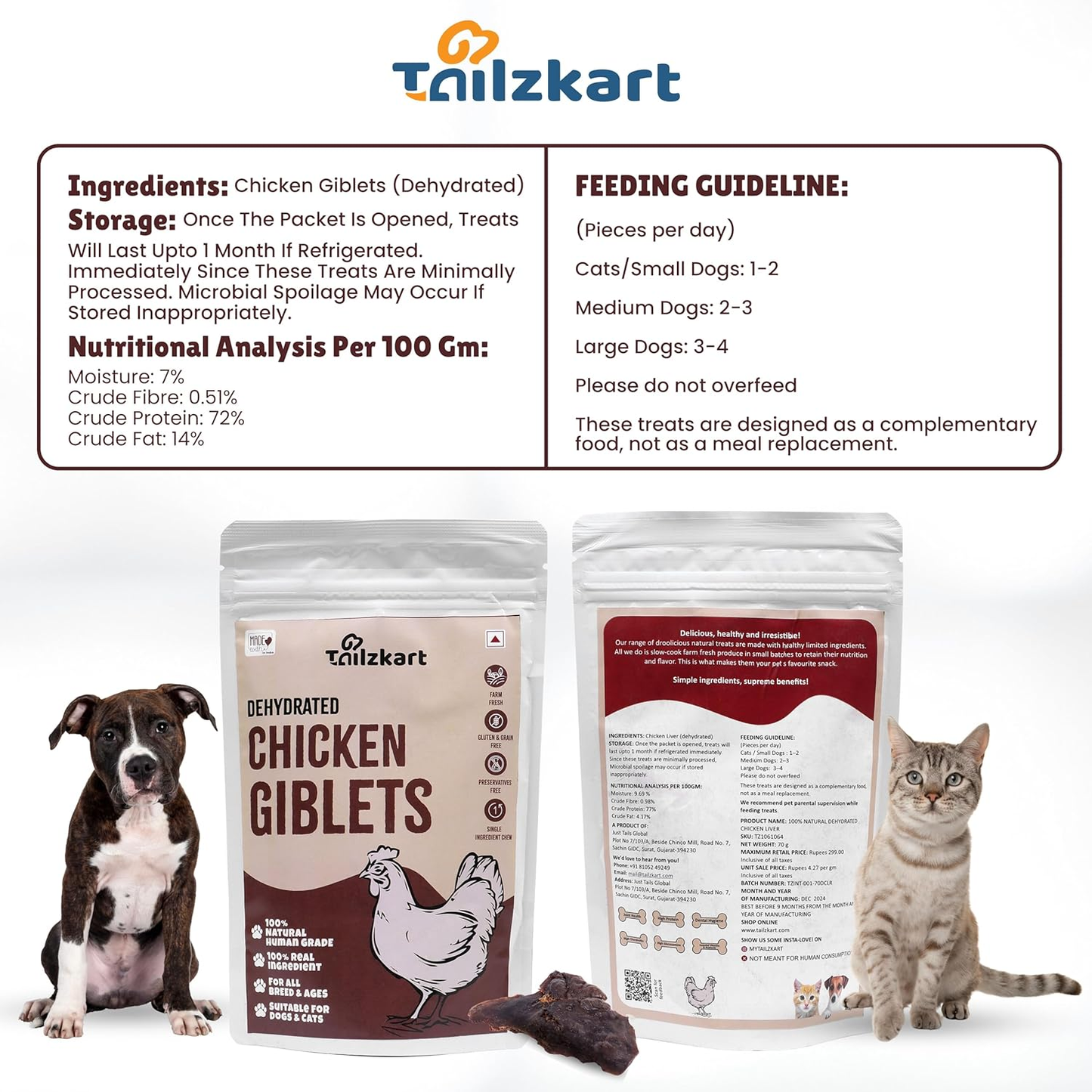 dehydrated chicken giblets