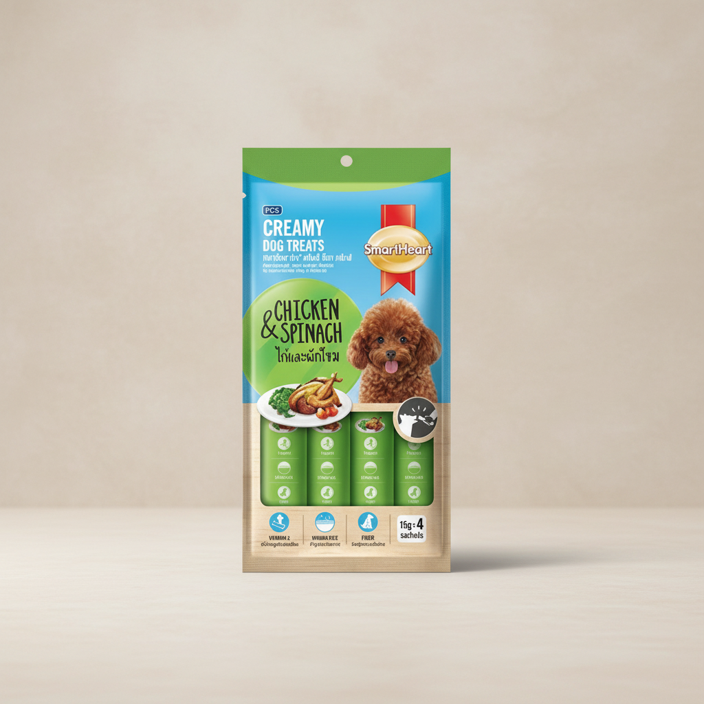 smartheart creamy treat chicken & spinach flavor