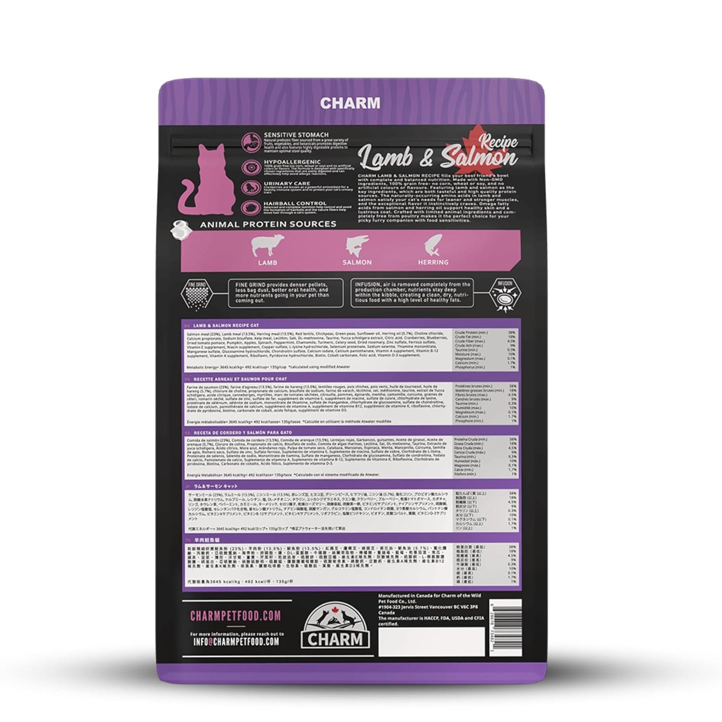 charm lamb & salmon cat
